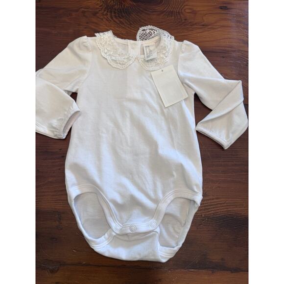 H&M Baby Girl White Peter Pan Collar One Piece 9 Months NWT - Picture 1 of 5